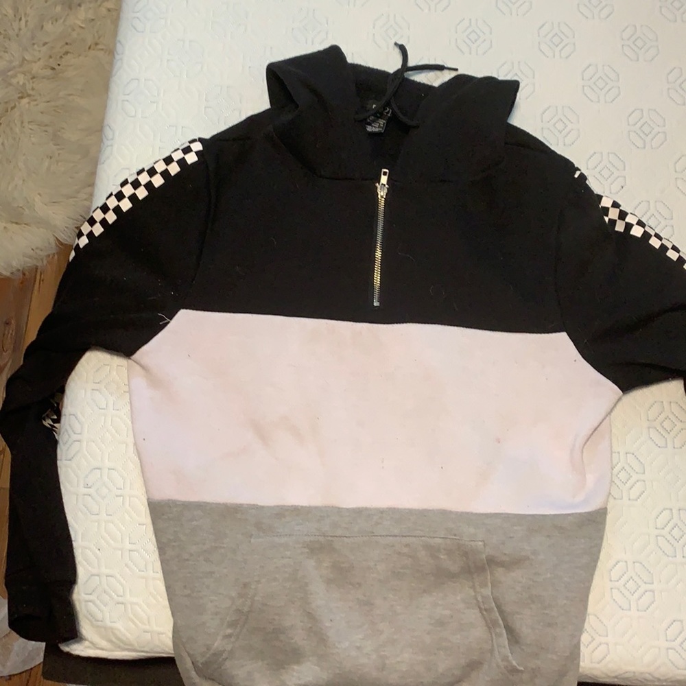 This checkered hoodie! It’s cute.